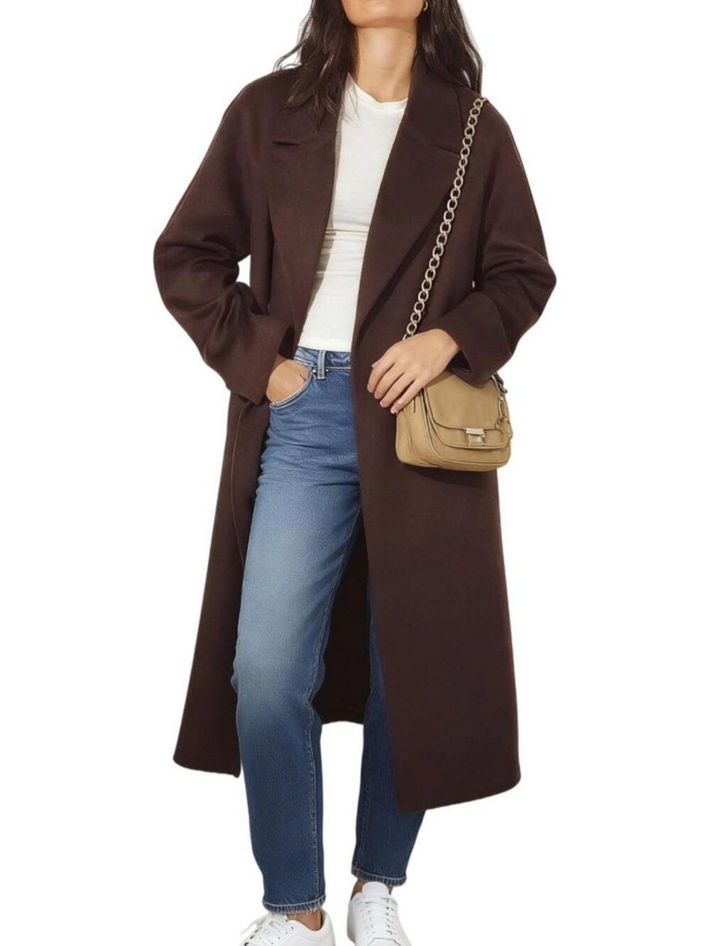 Chic Women's Double Breasted Wool Blend Peacoat - Stylish Winter Overcoat